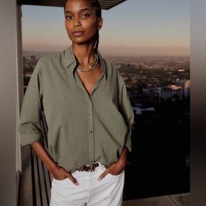 NWT Xirena Beau long sleeved button down shirt 4 leaf clover green sz XS $198